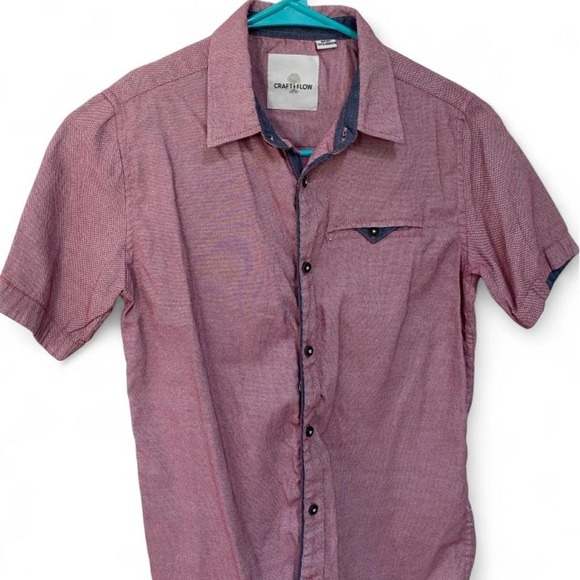 Craft + Flow Other - Craft + Flow Big Boy 10/12 Medium Red Micro Pattern SS Button Down Shirt